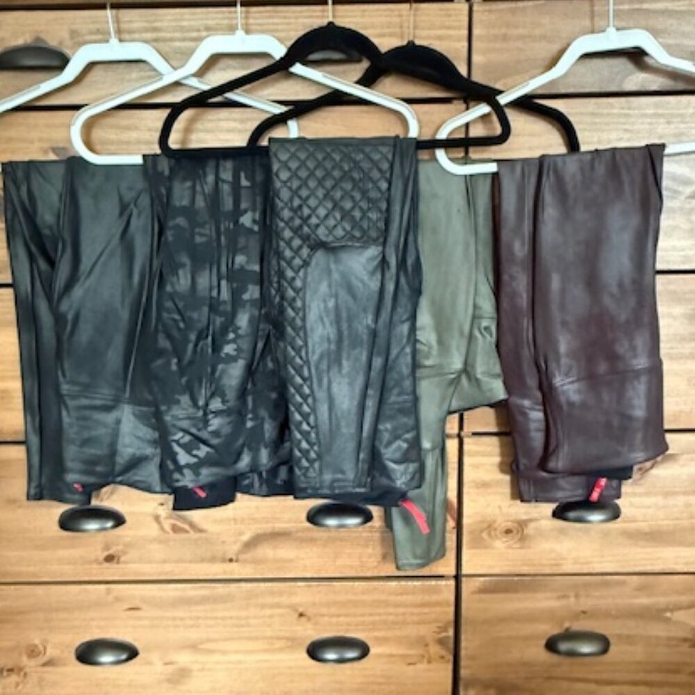 Spanx Faux Leather Leggings - 5 Pair - Large